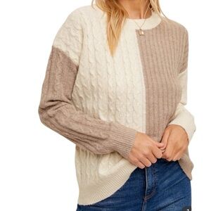 Hem & Thread Two-Tone Sweater in Gray (not tan) and Cream